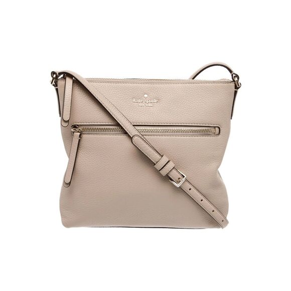 Kate Spade Messenger Crossbody Bag Purse Cream Tan Leather - Picture 1 of 15
